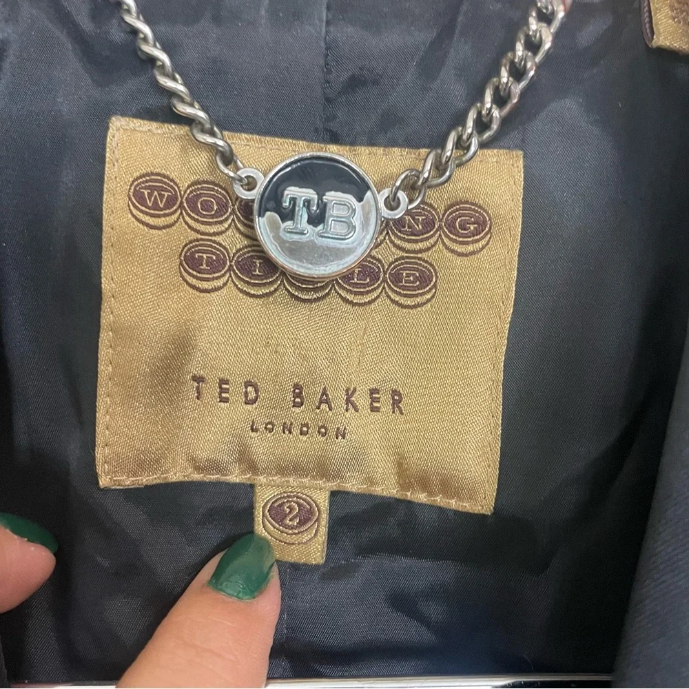 Ted Baker Working‎ Title Jacket Blazer Lined Button Closure Black Size 2